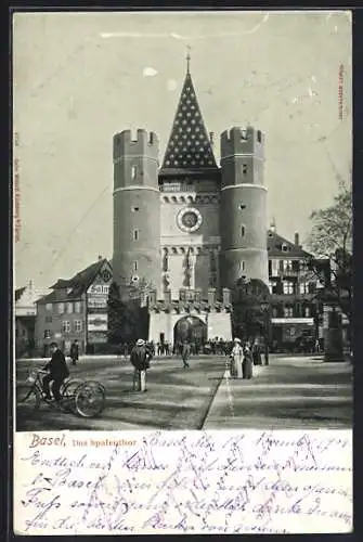 AK Basel, Strassenleben am Spalenthor