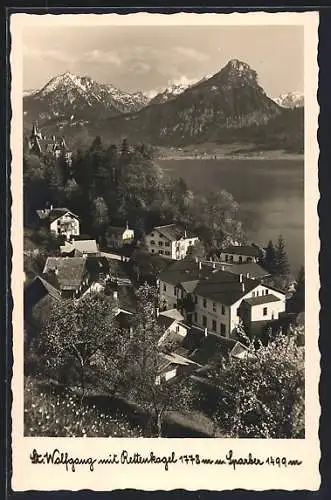 AK St. Wolfgang, Teilansicht mit Hotel Cortisen gegen Rettenkogel