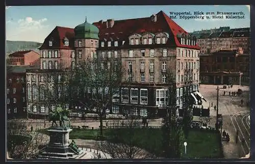 AK Wuppertal, Blick zum Brausenwerth mit Bahnhof Döppersberg und Hotel Kaiserhof