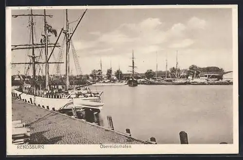 AK Rendsburg, Segelschiff im Obereiderhafen