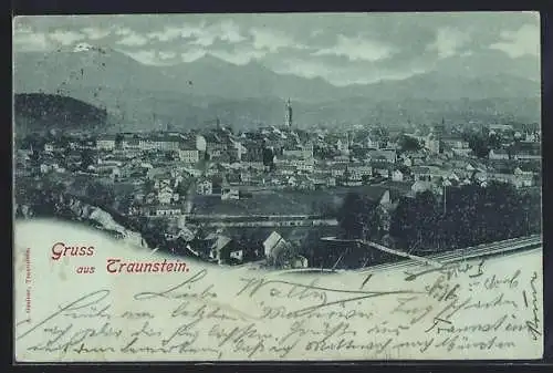 Mondschein-AK Traunstein, Teilansicht
