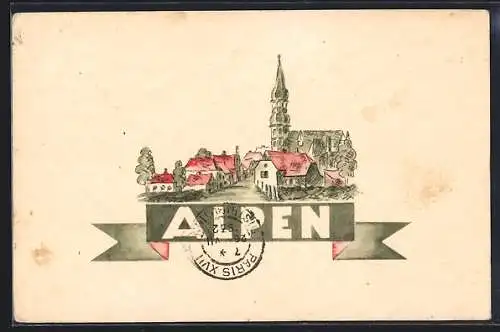 Künstler-AK Alpen am Niederrh., Hotel Terheggen