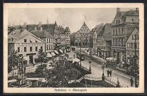 AK Paderborn, Marienplatz mit Strassenbahn