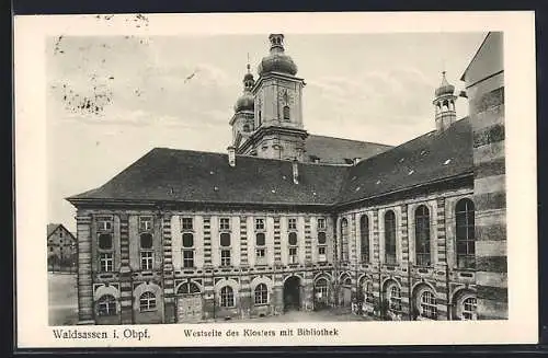 AK Waldsassen i. Obpf., Westseite des Klosters mit Bibliothek