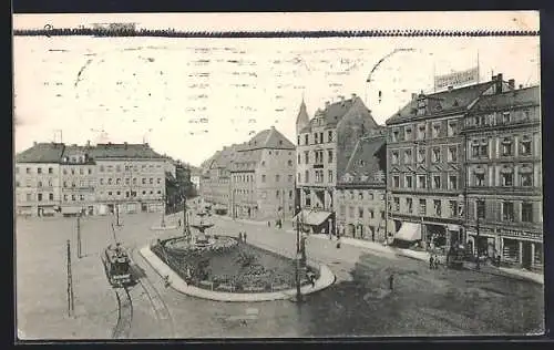 AK Chemnitz, Strassenbahn am Neumarkt