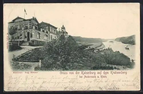 AK Andernach a. Rhein, Gasthaus Kaiserburg v. Aug. Bittner auf dem Krahnenberg