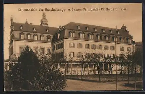 AK Trier, Seitenansicht des Haushaltungs- und Damen-Pensionates Carthaus