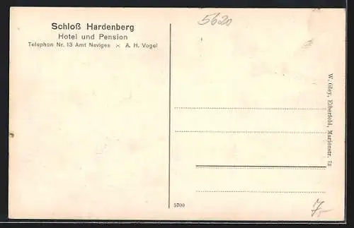 AK Neviges, Hotel und Pension Schloss Hardenberg v. A. H. Vogel