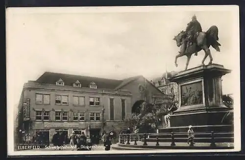 AK Elberfeld, Schwebebahnhof Döppersberg, Reiterdenkmal