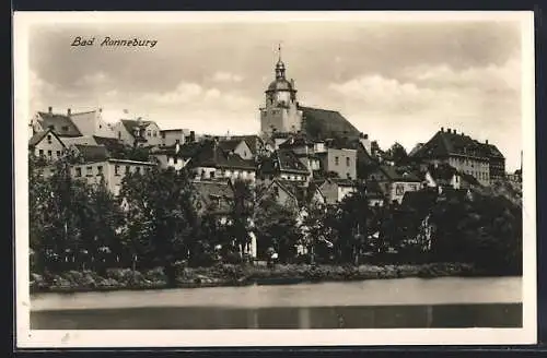 AK Bad Ronneburg, Blick vom Fluss zur Kirche