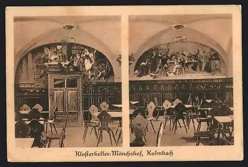 AK Kulmbach, Gasthaus Klosterkeller-Mönchshof, Innenansichten