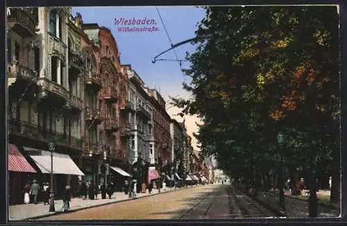 AK Wiesbaden, Blick in die Wilhelmstrasse