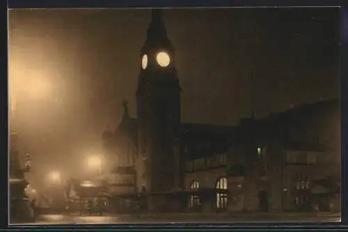 AK Hamburg-St.Georg, Hauptbahnhof bei Nacht