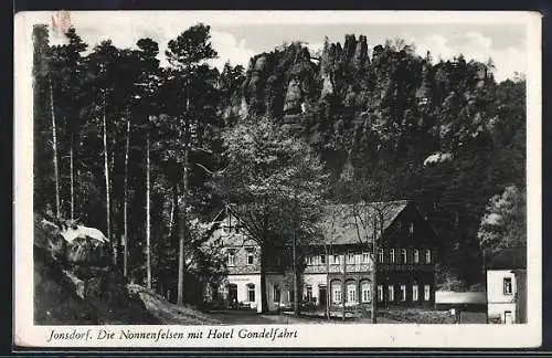 AK Jonsdorf, Die Nonnenfelsen mit Hotel Gondelfahrt