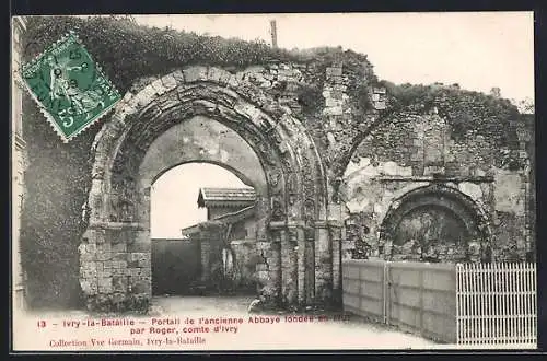 AK Ivry-la-Bataille, Portail de l`ancienne abbaye fondée en 1016 par Roger, comte d`Ivry