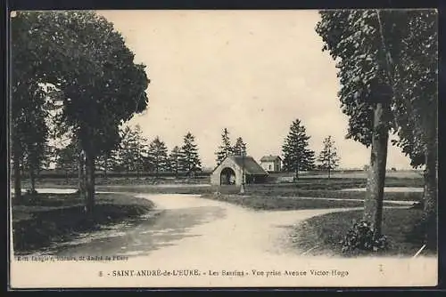 AK Saint-André-de-l`Eure, Les Bains, Vue prise Avenue Victor-Hugo