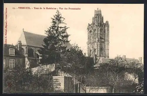 AK Verneuil, Tour de la Madeleine, Vue des Promenades