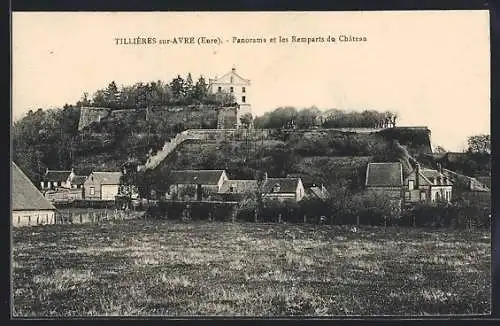 AK Tillières-sur-Avre, Panorama et les Remparts du Château