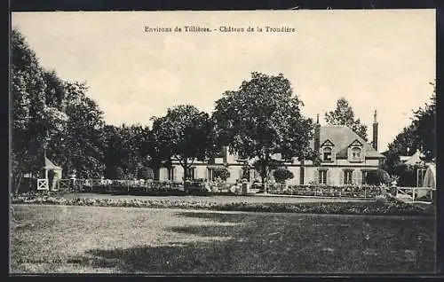 AK Tillières, Château de la Trondière, vue de la facade entourée d`arbres et de jardins