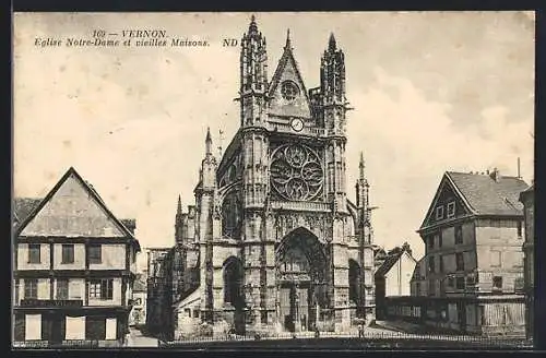 AK Vernon, Église Notre-Dame et vieilles maisons