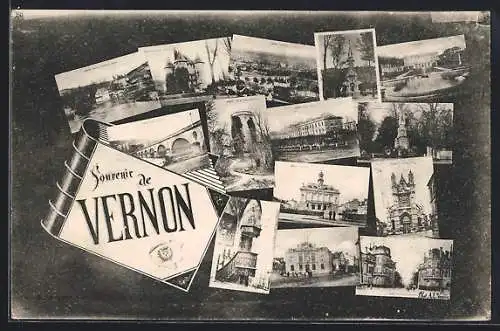 AK Vernon, Souvenir de Vernon mit Ansichten der Stadt und Umgebung