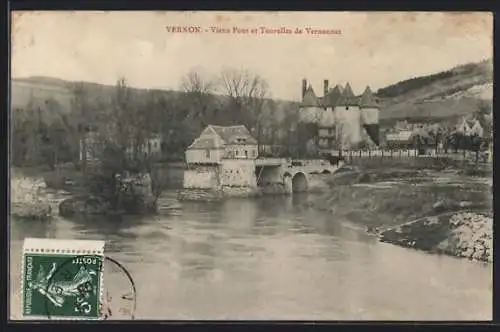 AK Vernon, Vieux Pont et Tourelles de Vernonnet