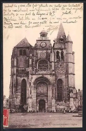 AK Le Neubourg, Église monumentale avec facade imposante