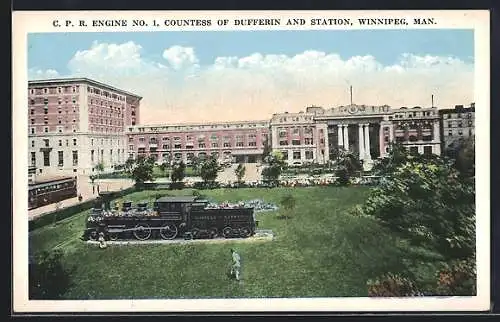 AK Winnipeg /Man., CPR Engine No. 1, Countess of Dufferin, and Station