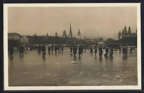 AK Zürich, Erinnerung an der Zürichseegfrörne 1929, Eisstoss