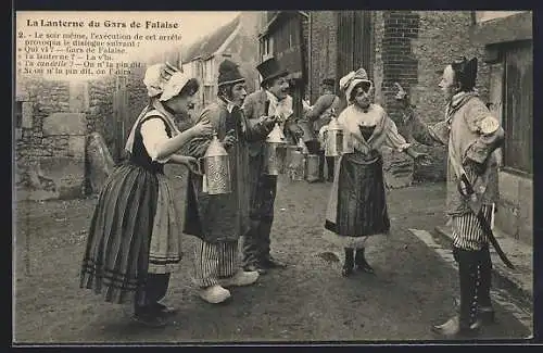 AK Normandie, La Lanterne du Gars de Falaise, Männer und Frauen mit Laternen