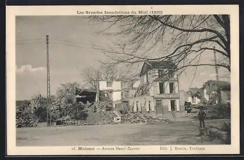 AK Moissac, Les Grandes Inondations du Midi, 1930, Avenue Henri Cayrou, Hochwasser