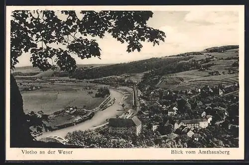 AK Vlotho an der Weser, Blick vom Amthausberg auf den Ort