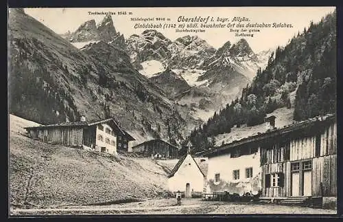 AK Oberstdorf, Ortspartie mit Trettachspitze