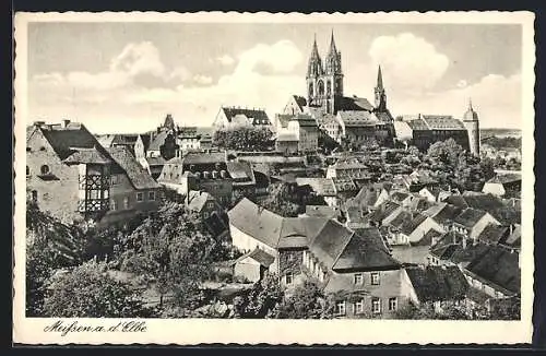 AK Meissen a. d. Elbe, Teilansicht mit Kirche