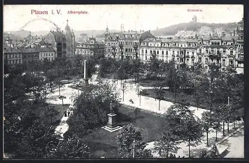 AK Plauen / Vogtland, Albertplatz mit Bärenstein