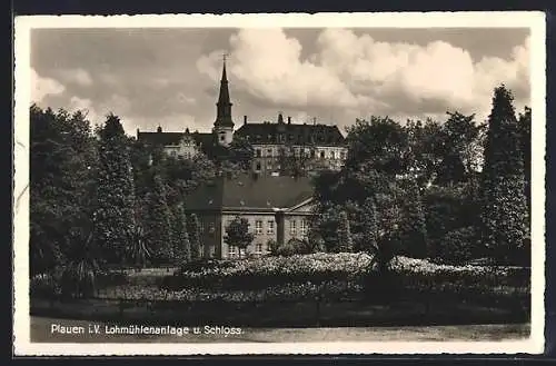 AK Plauen / Vogtland, Lohmühlenanlage u. Schloss