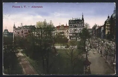 AK Plauen i. V., Albertplatz aus der Vogelschau