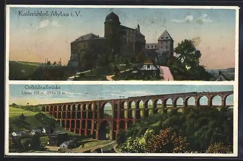 AK Mylau, Burg und Göltzschtalbrücke