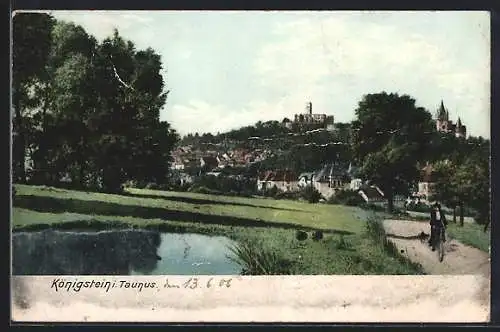 AK Königstein i. Taunus, Teilansicht mit Burg