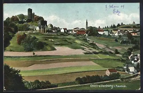 AK Oberreifenberg i. Taunus, Teilansicht mit Ruine