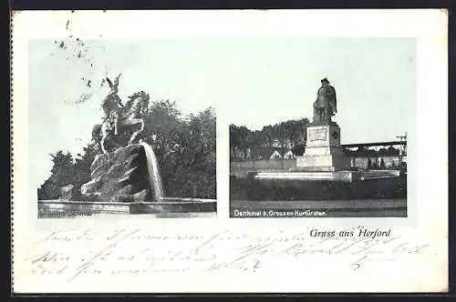 AK Herford, Wittekind-Denkmal, Denkmal des Grossen Kurfürsten