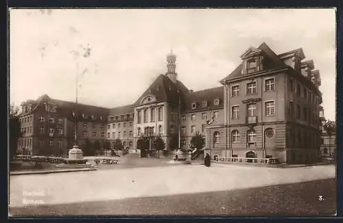 AK Herford, Rathaus mit Strassenpartie