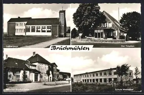 AK Bruchmühlen / Rödinghausen, Geschäft Der Timpken, Lutherhaus, Bahnhof