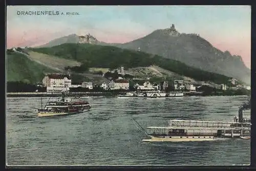 AK Drachenfels a. Rhein, Teilansicht mit Ruine