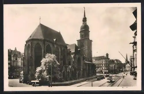 AK Dortmund, Reinoldi-Kirche mit Strassenbahn