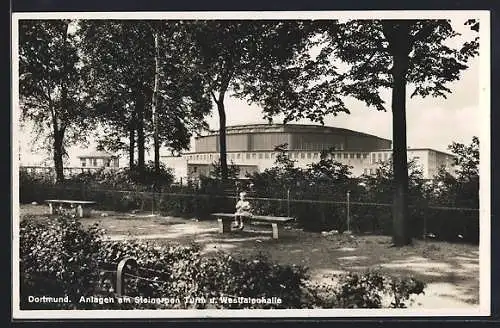 AK Dortmund, Anlagen am Steinernen Turm und Westfalenhalle