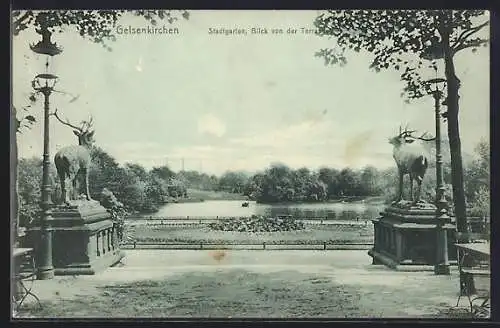 AK Gelsenkirchen, Blick von der Terrasse auf den Stadtgarten