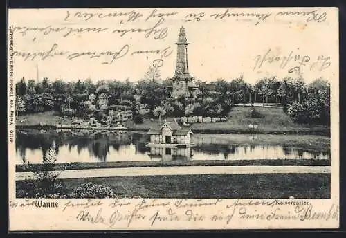 AK Wanne, Kaisergarten mit Denkmal