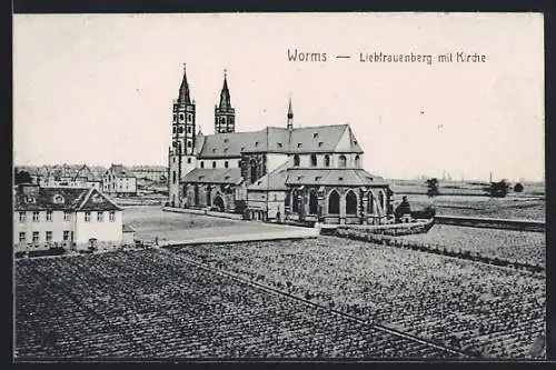 AK Worms, Liebfrauenberg mit Kirche