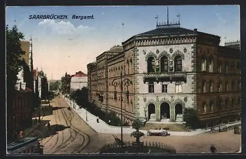 AK Saarbrücken, Strassenpartie am Bergamt